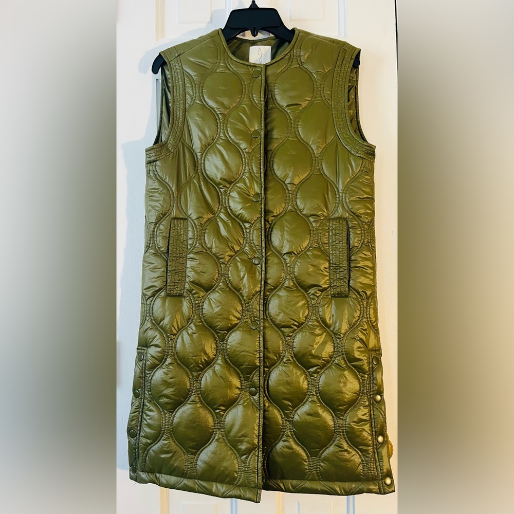 NWOT JOIE Women's Olive Green Light-weight, Snap Closure Quilted Vest. Size: XS